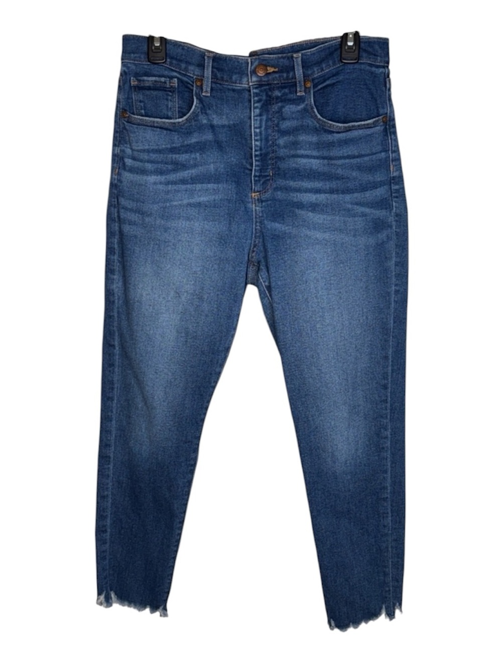LOFT The Skinny High-Rise Cropped Ankle Jeans Raw Hem Size 12